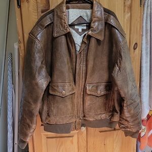 Men's Brown Leather Jacket By Charles Klein XL Vintage